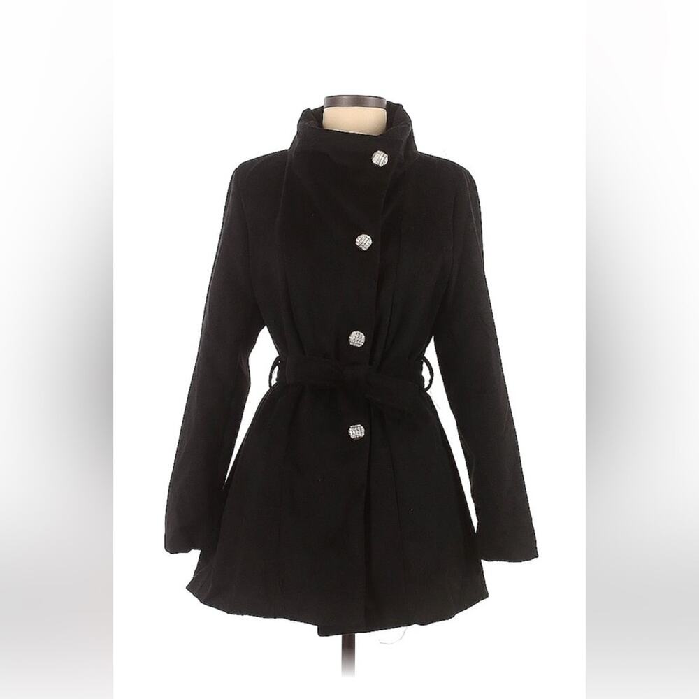 Owind  black belted‎ peacoat, size med